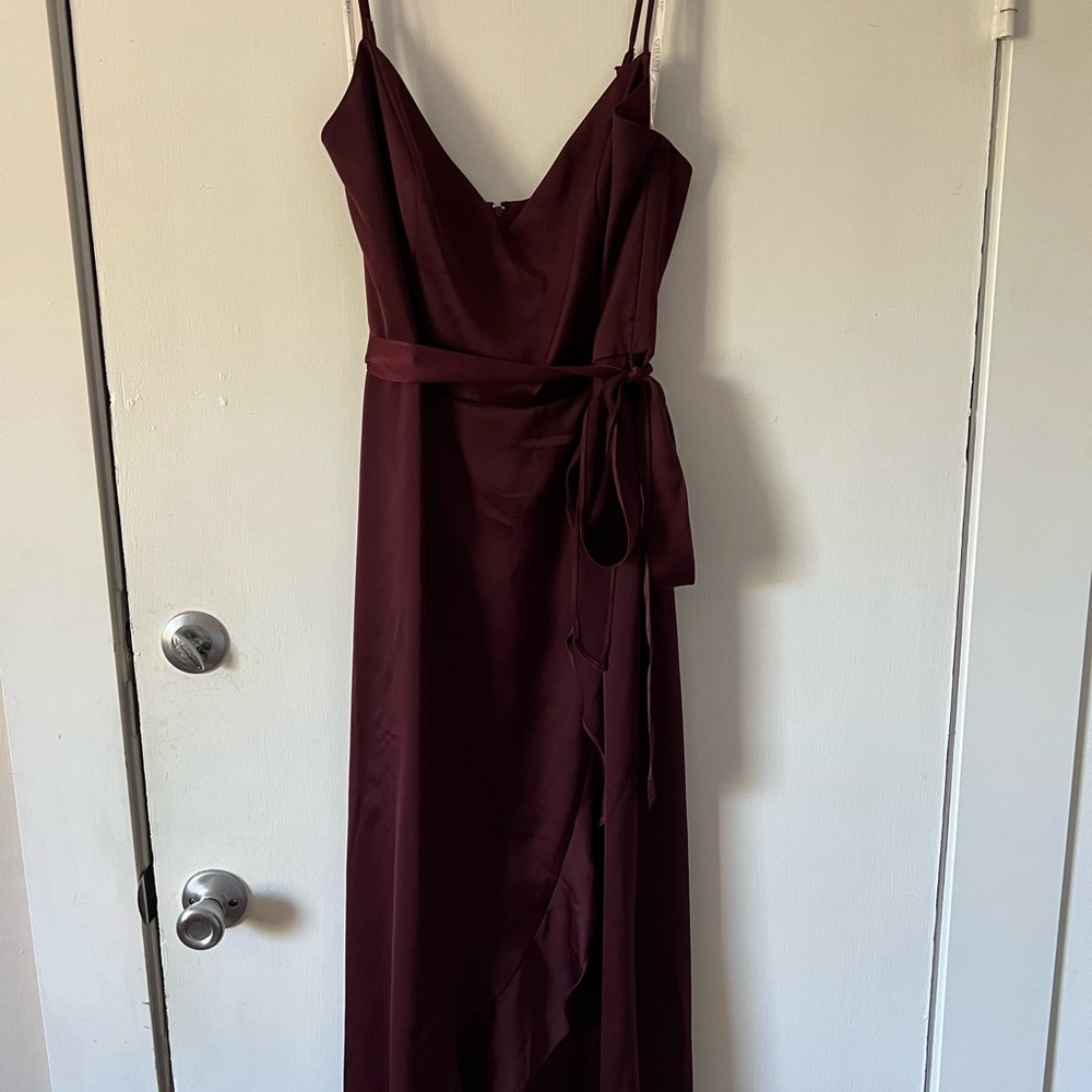 David’s bridal wine colored bridesmaids dress!